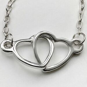 Hugging Hearts Silver Tone Necklace